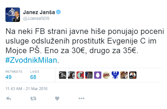 Tvit Janeza Janša, ki je bil označen za sovražni govor in epilog dobil na sodišču.