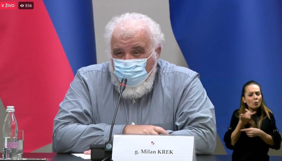 Direktor Nacionalnega inštituta za javno zdravje Milan Krek je pozval vse k odgovornemu obnašanju in k cepljenju. Vir slike: posnetek zaslona.