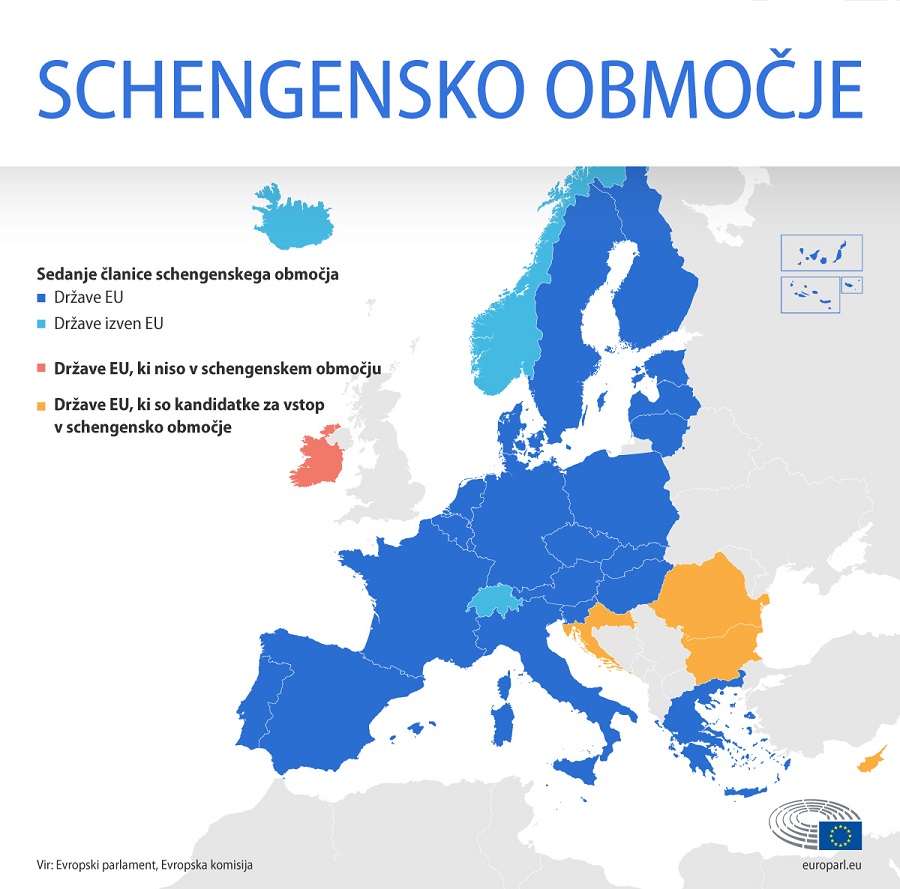 Schengensko območje. Vir slike: europarl.europa.eu.