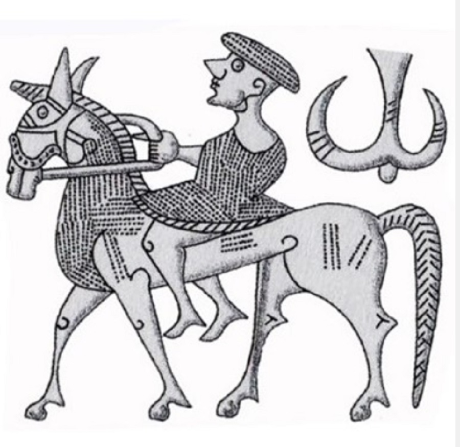 Konjenik z Vaške situle na osebni izkaznici. Vir slike: gape.org.