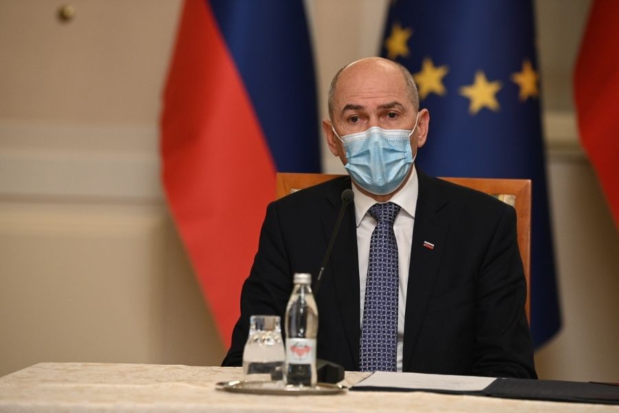 Predsednik vlade Janez Janša. Vir slike: Twitter Vlada RS.