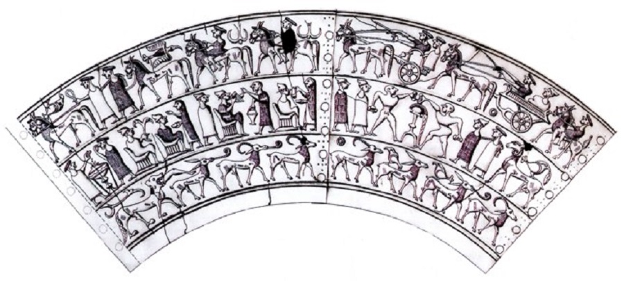 Razgrnjen plašč vaške situle (F. Stare 1955).