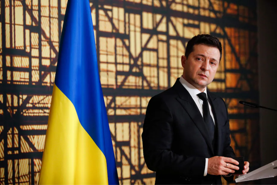 Ukrajinski predsednik Volodimir Oleksandrovič Zelenčki. Vir slike: Washington Post.