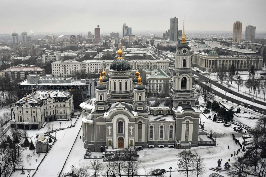 Katedrala v mestu Donetsk. Vir slike: NYT.