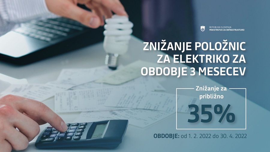 Obetamo si lahko znižanje stroška za električno energijo za približno tretjino. Vir slike: Twitter Vlada RS.