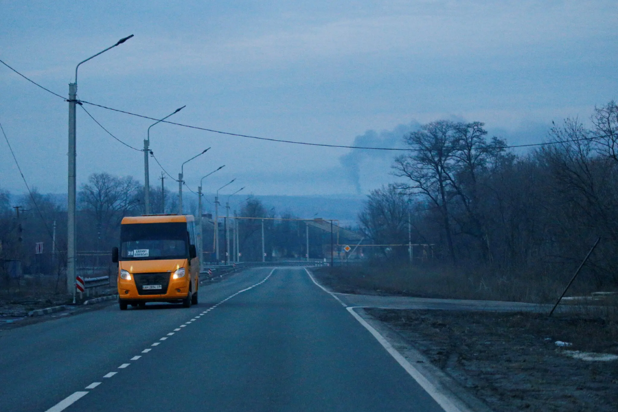 Posnetek dima v regiji Donetsk. Vir slike: Reuters.
