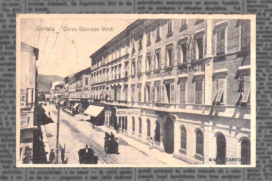 Ulica v Gorici iz leta 1922. Vir slike: millecartoline_eBay.