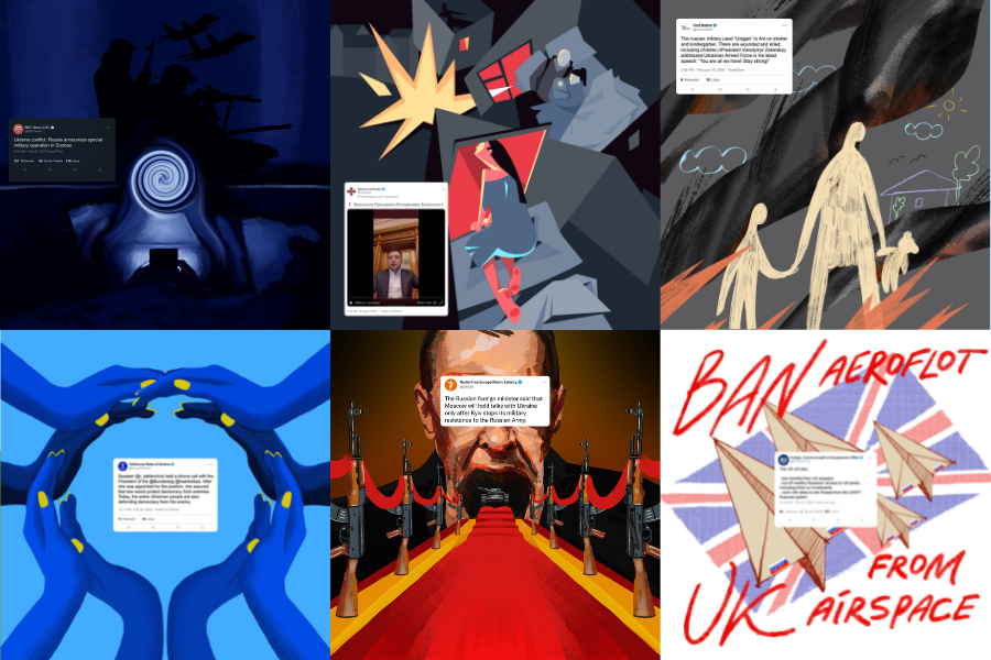 Nekateri izmed NFT žetonov predstavljenih v Ukrajinskem muzeju. Vir slike: MetaHistory.