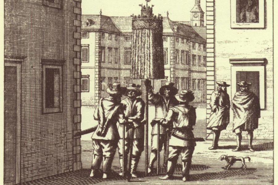 Valvasorjeva upodobitev kolednikov v Ljubljani (1689). Vir slike: Wikipedija.