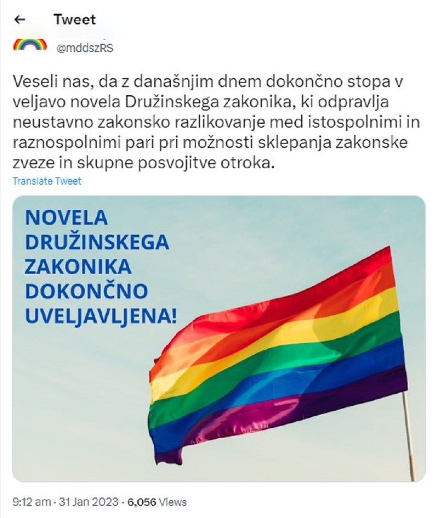 Vir slike: posnetek zaslona, Twitter, Ministrstvo za delo, družino, socialne zadeve in enake možnosti.