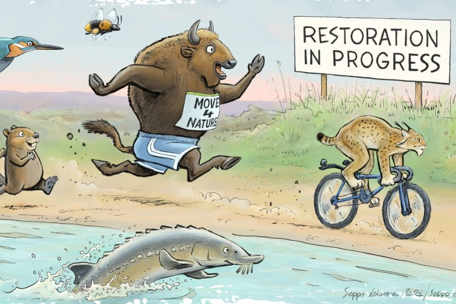 Evropski kmetje združeno pozivajo k Predlog združuje dolgoročno obnovo narave na kopenskih in morskih območjih EU. Vir slike: Restore nature eu.