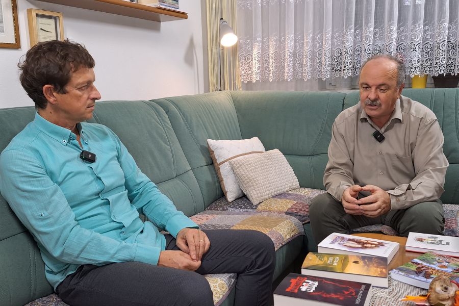 Boris Karlovšek in Igor Gošte med snemanjem oddaje