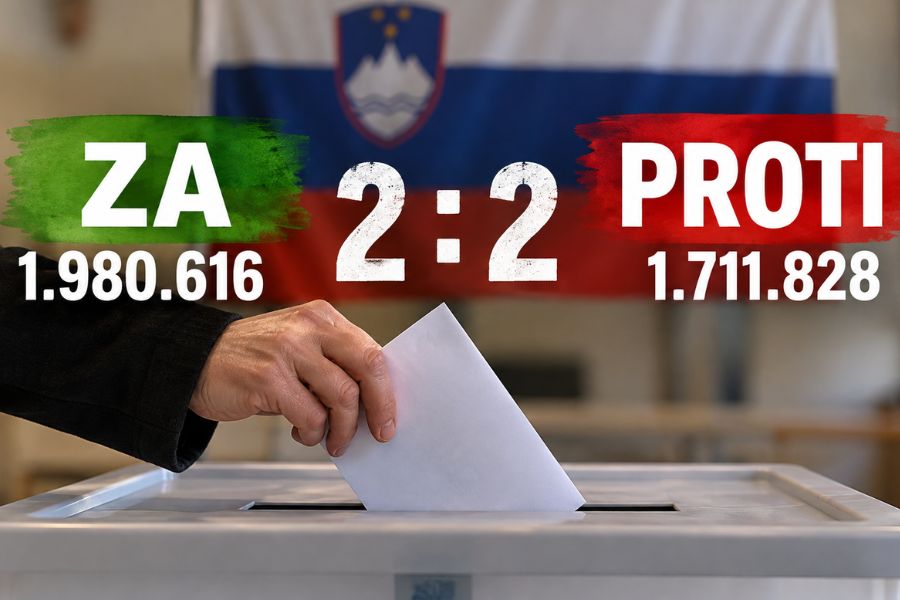 Dva proti dva ali 1.980.616 ZA in 1.711.828 PROTI